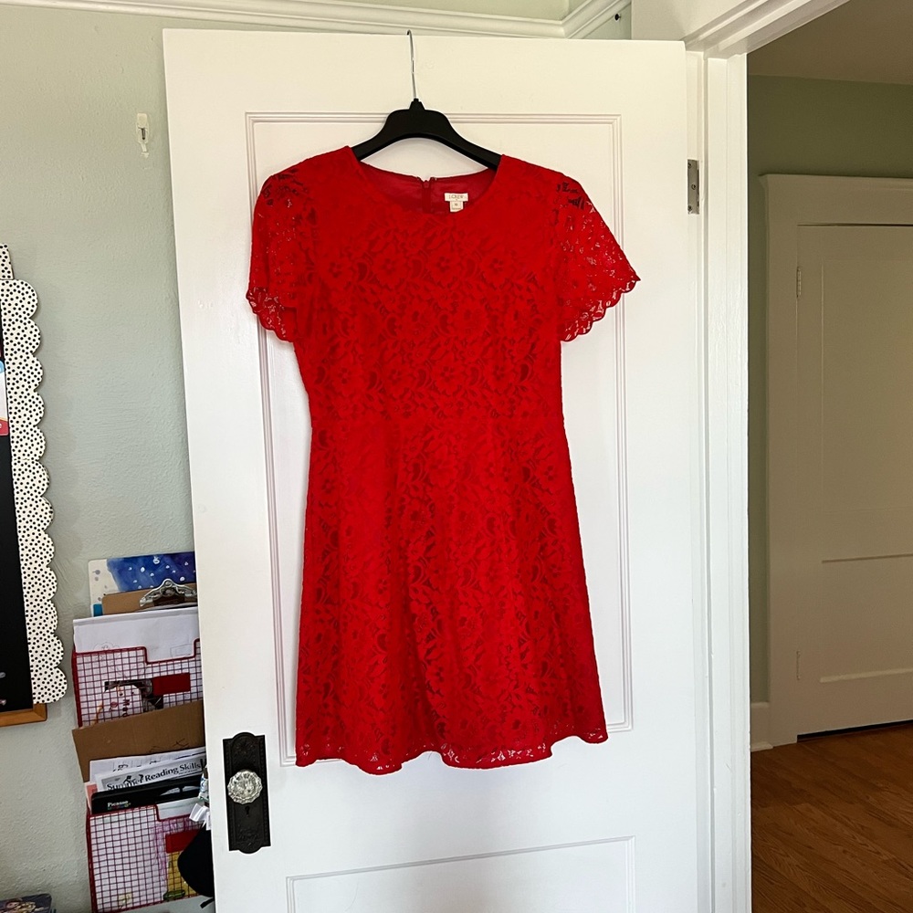 JCrew red lace dress Size 10